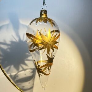 Vintage Columbia Glass Gold Christmas Ornament